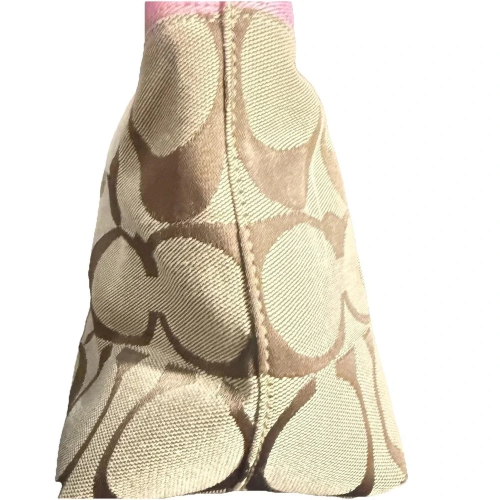 Vtg Coach Zoe Signature Baby Pink Tan Hobo Bag jacquard canvas leather Purse